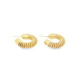 18K Gold Filled Thick Spiral Spring Coil Hoops Push Back Earrings (L414)