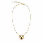 Elegant 18K Gold Filled puffy heart pendant necklace with a minimalist design. Adjustable, lightweight, hypoallergenic, and perfect for everyday wear or gifting.