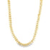 A delicate gold herringbone chain necklace curves gracefully against a clean white background.
