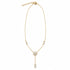 Shop the Baguette CZ Flower Y-Lariat Necklace featuring a delicate floral center, rectangular CZ stones and an elegant drop pendant.