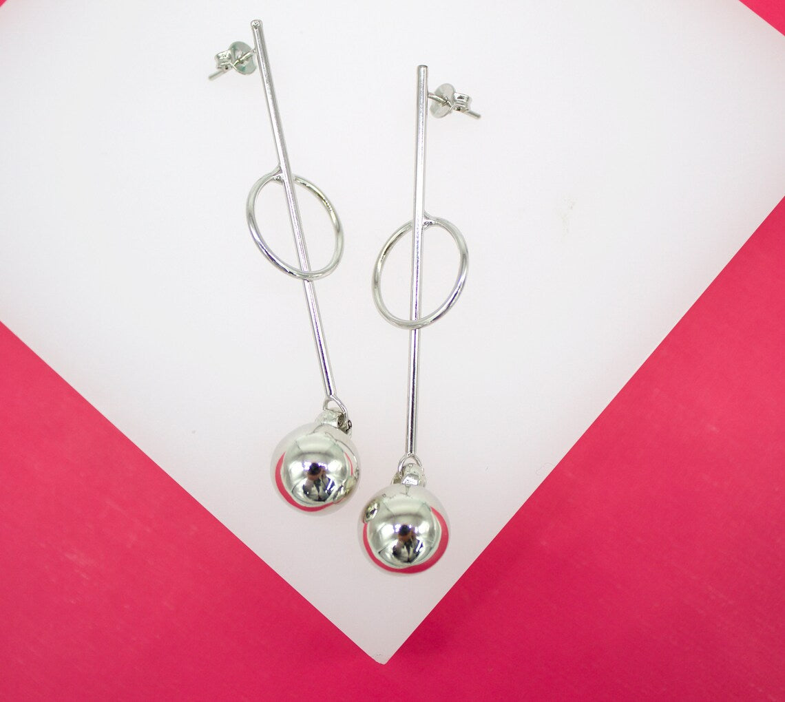 Long Stick Dangle Ball End Earrings (K160)