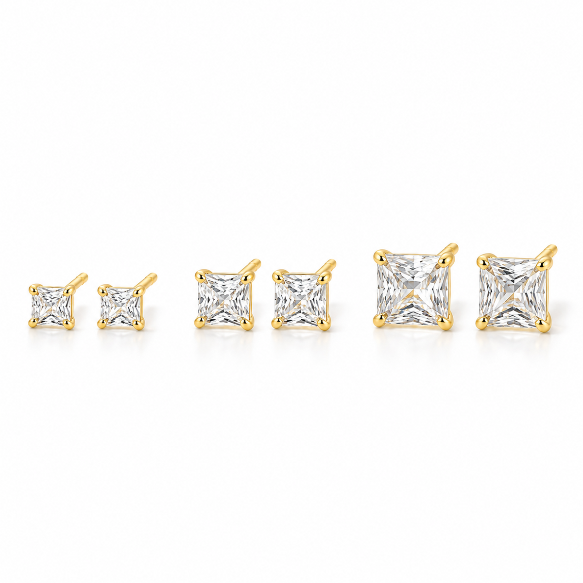 Small CZ Square Stud Earrings
