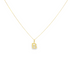 A delicate gold chain necklace displays a shiny initial B pendant.