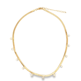 18K Gold Filled CZ Herringbone Dangle Chain Necklace