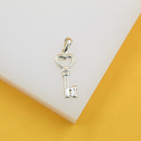 925 Sterling Silver Heart Key Pendant