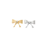 CZ Stone Ribbon Bowtie Stud Earrings (L402A)