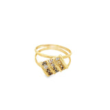 Dual Strand Multicolor CZ Slanted Charm Ring