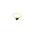 A delicate gold ring features a striking black marquise gemstone accented by tiny sparkling diamonds.