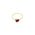 A delicate gold ring showcases a vibrant marquise-cut red ruby accented by sparkling tiny diamonds.