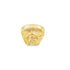 A polished gold ring features an intricate Native American chief wearing a traditional feathered headdress.