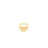 A polished gold signet ring rests against a plain white background.