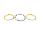 Modern gold interlocking circle charm with pavé CZ center. Perfect connector for necklaces, bracelets, and layered jewelry styles.