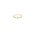 A delicate gold ring features a small cross detail and sparkling inset stones along the band.