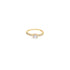A delicate gold ring showcases a sparkling cushion-cut diamond center stone accented by smaller round diamonds along the band.