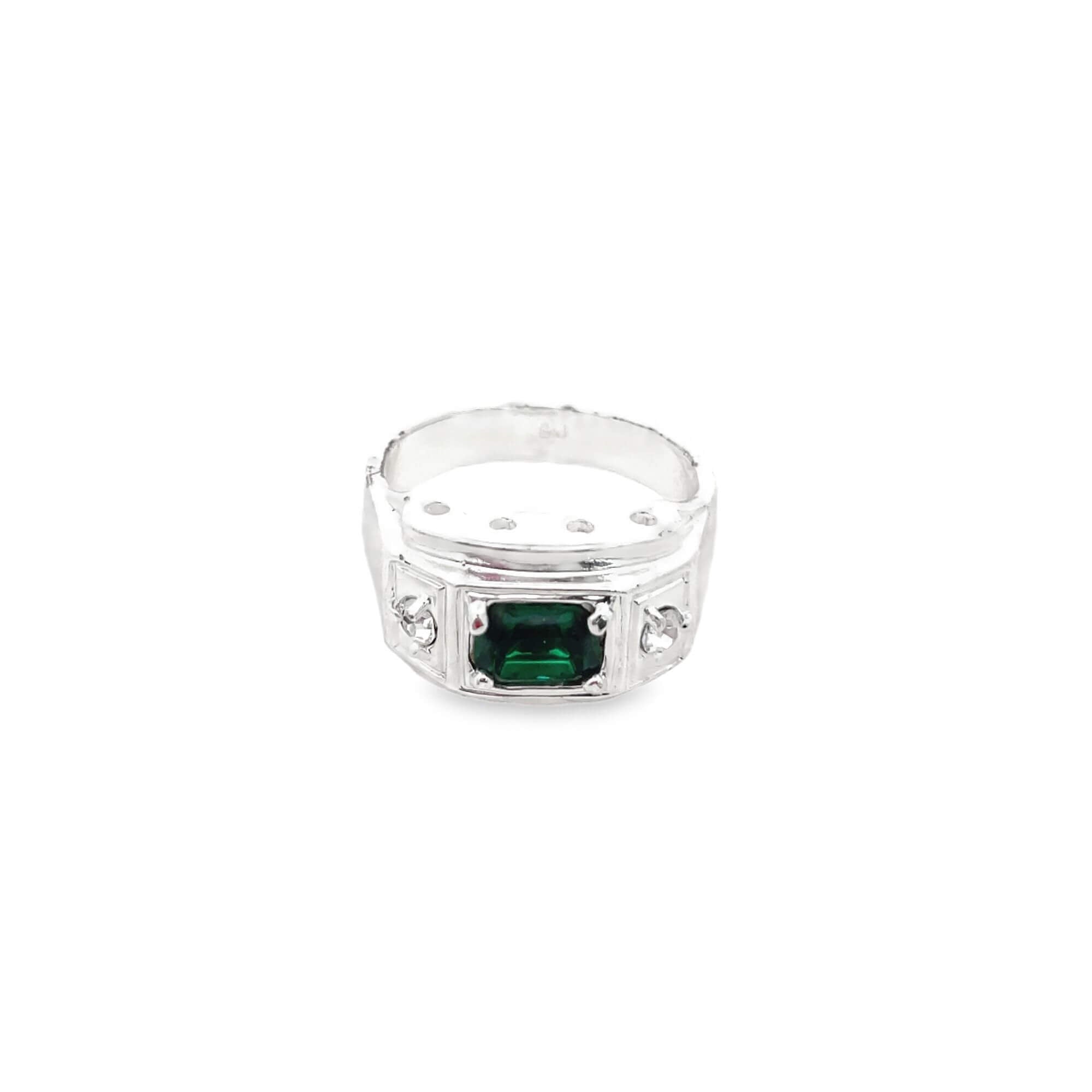 Rhodium Gemstone Designed Ring