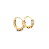 Royal Textured 5 Cubic Zirconia Stones Huggies Earrings [STYLE E]