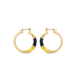 Enamel Purple and Yellow French Hoops