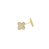 CZ Pave Flower Stud Earrings (J102A)