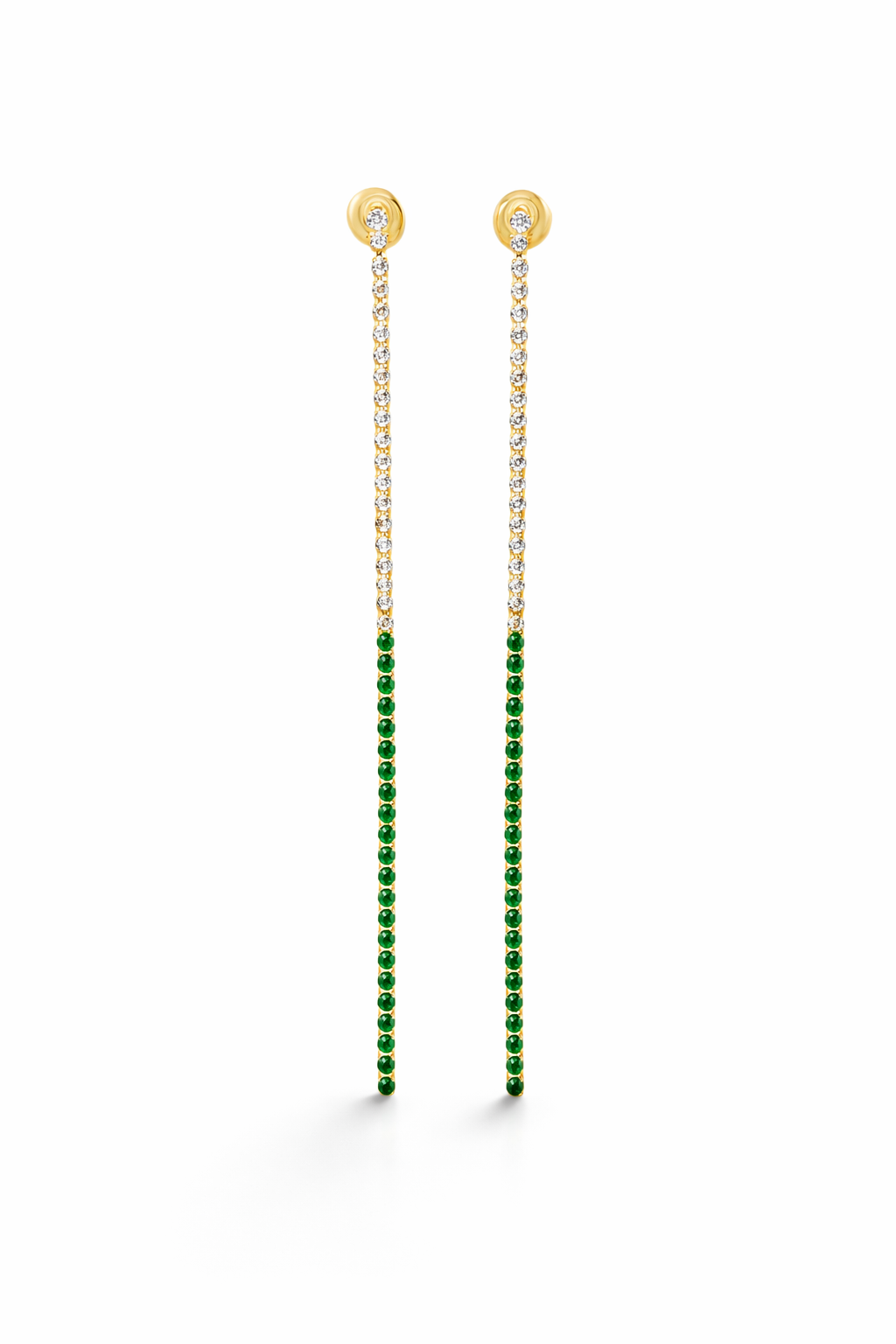 Elegant long tennis drop earrings with CZ stones and color detail. Lightweight dangle earrings perfect for special occasions or everyday glam.
