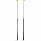 Elegant long tennis drop earrings with CZ stones and color detail. Lightweight dangle earrings perfect for special occasions or everyday glam.