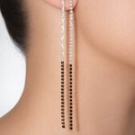 Elegant long tennis drop earrings with CZ stones and color detail. Lightweight dangle earrings perfect for special occasions or everyday glam.