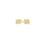 A pair of gold elephant stud earrings sparkle with tiny embedded crystals on a white background.