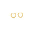 A pair of textured gold hoop earrings rests against a clean white background.