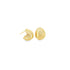 A pair of textured gold dome hoop earrings rests on a plain white background.