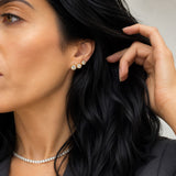 Classic round bezel CZ stud earrings crafted in 18K Gold Filled. Available in multiple sizes. Hypoallergenic, tarnish resistant, and perfect for everyday wear.