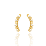 Tiny Bead Pearl Wide Curve Earrings (K100)