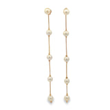 Box Chain Gold Bead Dangle Earrings (K355)(K214)