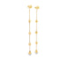 A pair of elegant 14k yellow gold drop earrings features dangling chains spaced with polished spherical beads.
