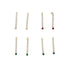 Four pairs of gold diamond dangle earrings display vertical rows of sparkling stones featuring ruby, emerald, and sapphire accents against a clean white background.