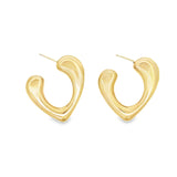 Abstract Heart U Shape Open Hoops