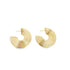 A pair of textured gold-plated chunky half-hoop earrings display intricate ribbed ridges against a clean white background.