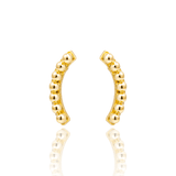 Tiny Gold Beads Wide Curved Earrings