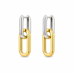 Modern 18K gold filled paperclip link earrings with a stylish two-tone finish. Tarnish-resistant, lightweight and perfect for everyday wear.