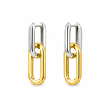Modern 18K gold filled paperclip link earrings with a stylish two-tone finish. Tarnish-resistant, lightweight and perfect for everyday wear.