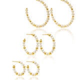 4mm Pearl and Bead Accent Open Hoops (K67/K68/K91A)