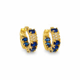18K gold filled huggie earrings with pavé and gemstone details. Tarnish-resistant, hypoallergenic and perfect for everyday wear.