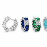 18K gold filled huggie earrings with pavé and gemstone details. Tarnish-resistant, hypoallergenic and perfect for everyday wear.