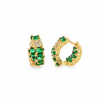 18K gold filled huggie earrings with pavé and gemstone details. Tarnish-resistant, hypoallergenic and perfect for everyday wear.