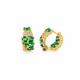 18K gold filled huggie earrings with pavé and gemstone details. Tarnish-resistant, hypoallergenic and perfect for everyday wear.