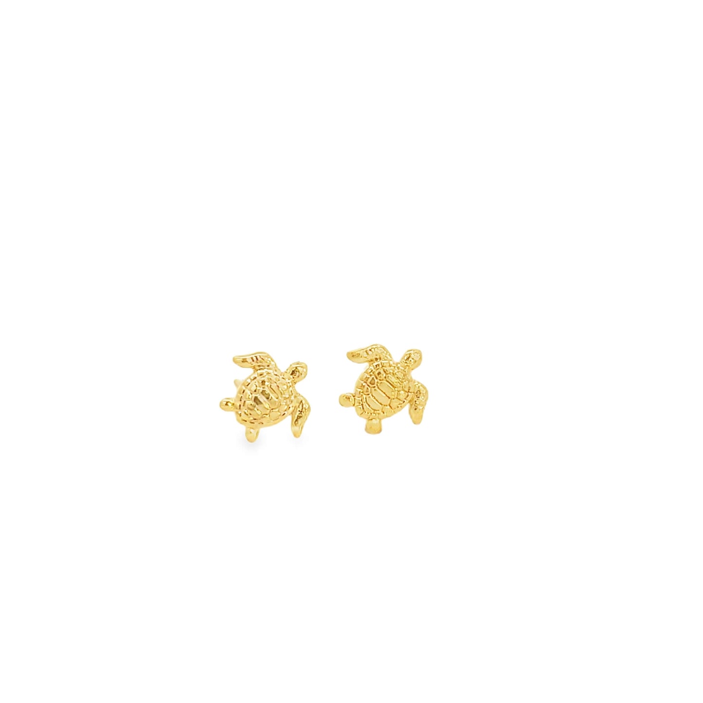 Gold turtle-shaped earrings on a white background