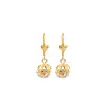 Caged Pearl Shell Clasp Leverback Earrings (K247)