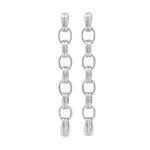 Modern long oval link chain drop earrings in gold or silver tone. Lightweight statement dangles perfect for everyday or evening wear.