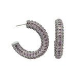Small Colored CZ Pave Open Hoops (L408A)