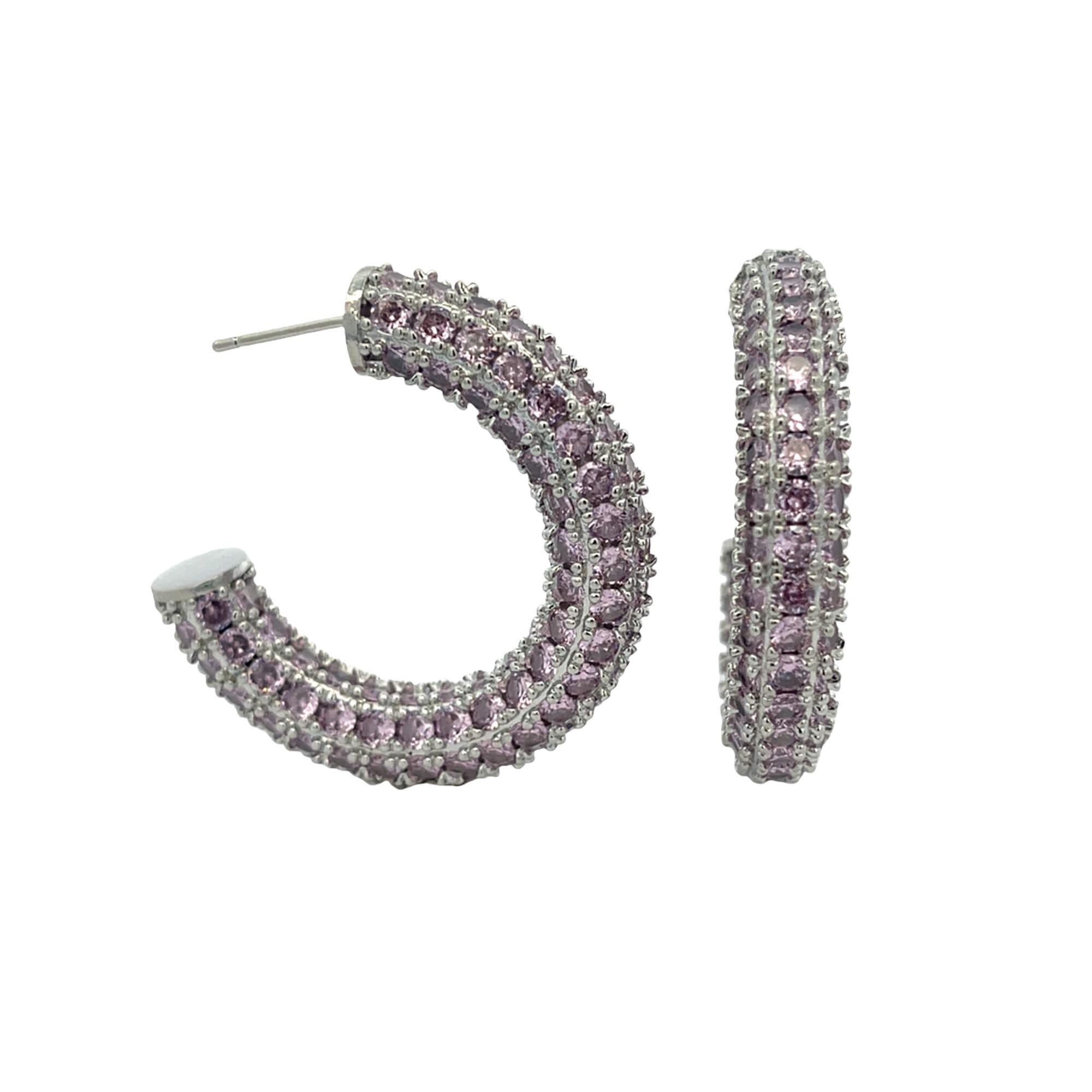 Small Colored CZ Pave Open Hoops (L477A)