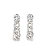 CZ Gemstone Thick Cuban Link Dangle Earrings (K156A)