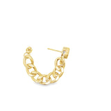 CZ Gemstone Thick Cuban Link Dangle Earrings (K156A)